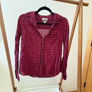 J. Crew Red and Navy Plaid Shirt